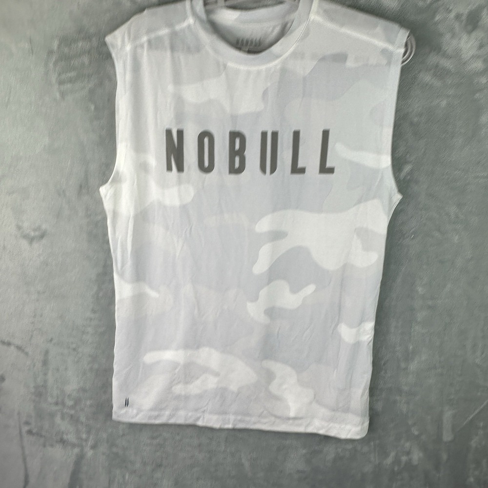 NOBULL Tank Top Mens Medium White Gray Camo Sleeveless Athletic Workout
